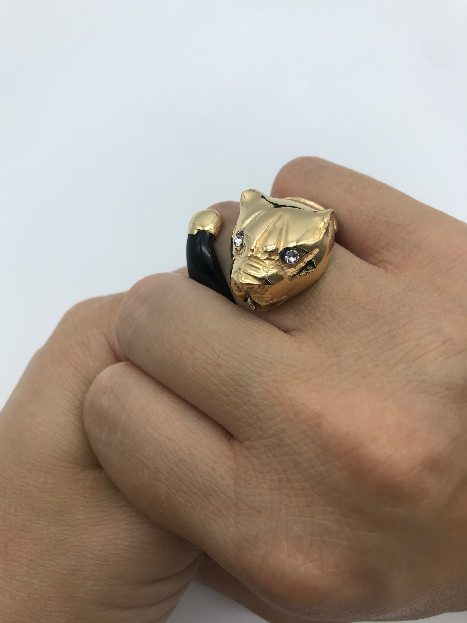 Men's 14K Gold Diamond Horse Ring