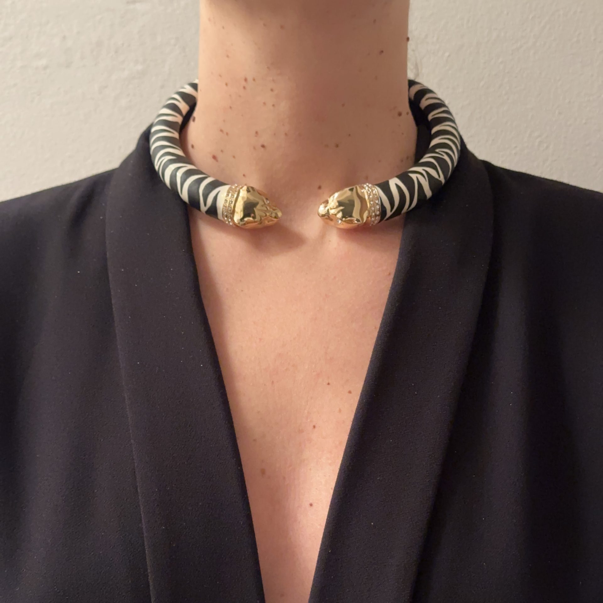 Collana Pantera 2 Teste Texture Zebra - immagine 2