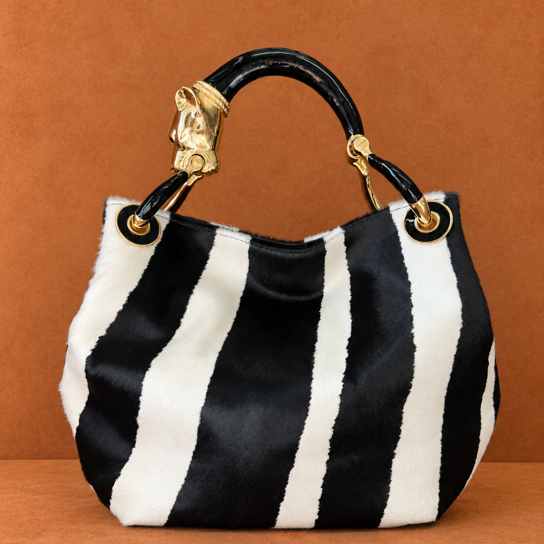 Borsa Baby Cavallino Zebra Manico Pantera