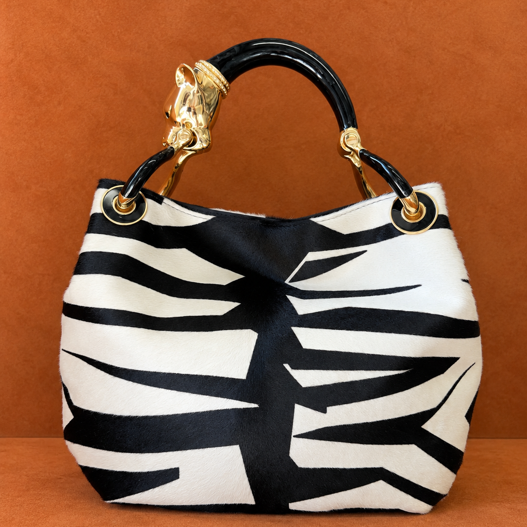 Borsa Baby Stampa Geometrica Manico Pantera